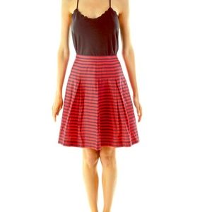 J.Crew navy and red striped pleated skirt size 4